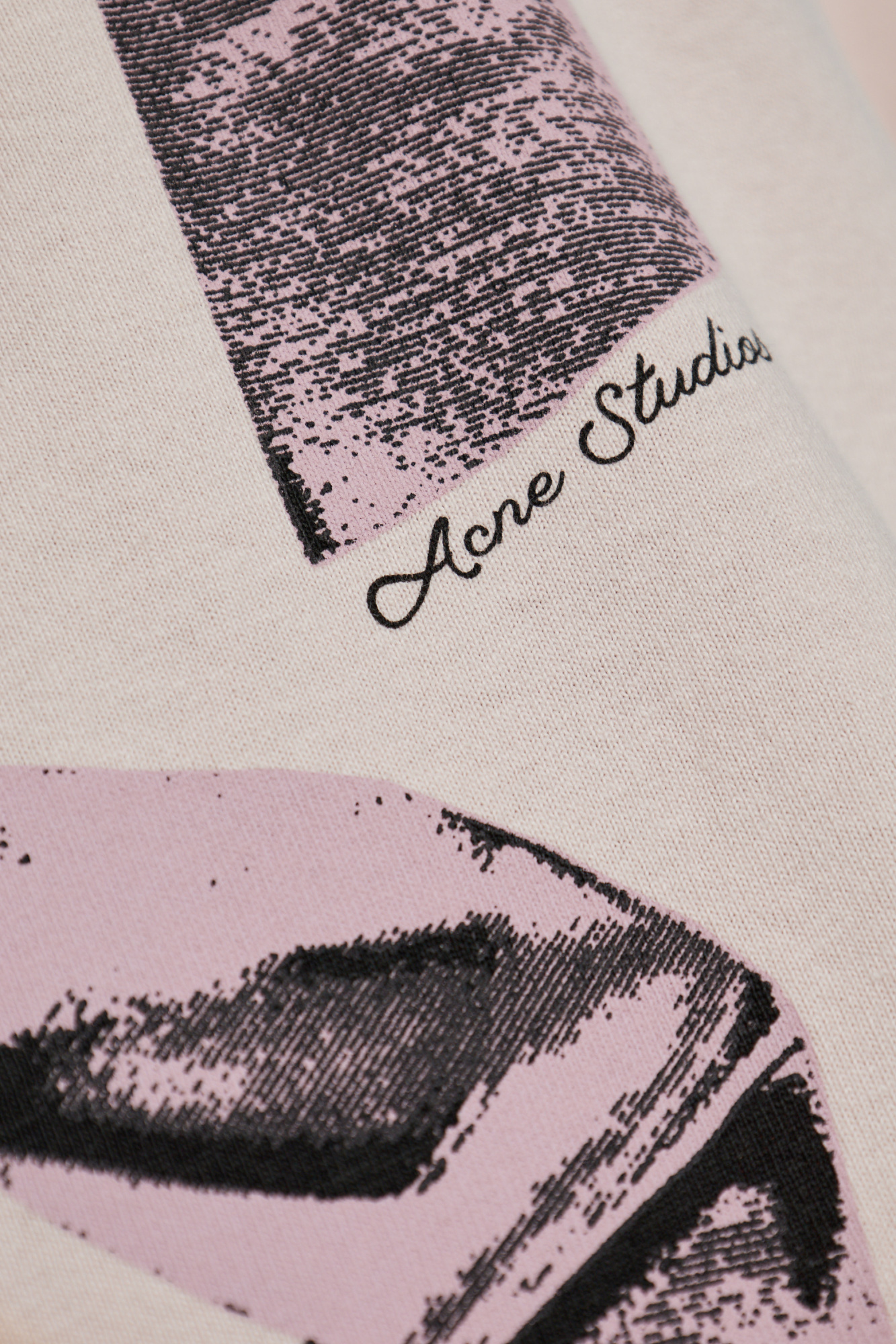 Tシャツ・カットソー ACNE T-Shirt - Violet Acne Studios - Layered print t-shirt - Violet pink
